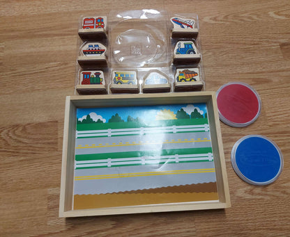 Melissa & Doug - Wooden 8 vehicles stamp set