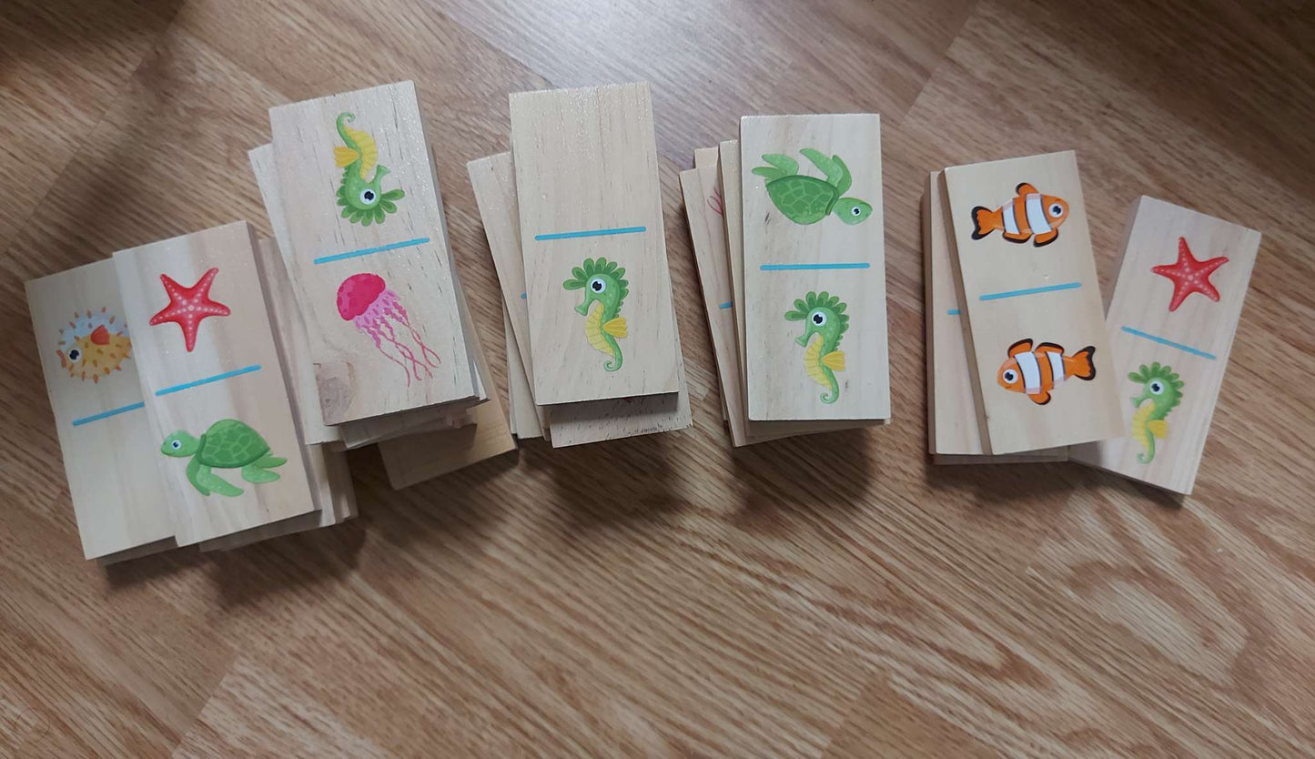 Giant under the sea dominos -28 wooden pieces