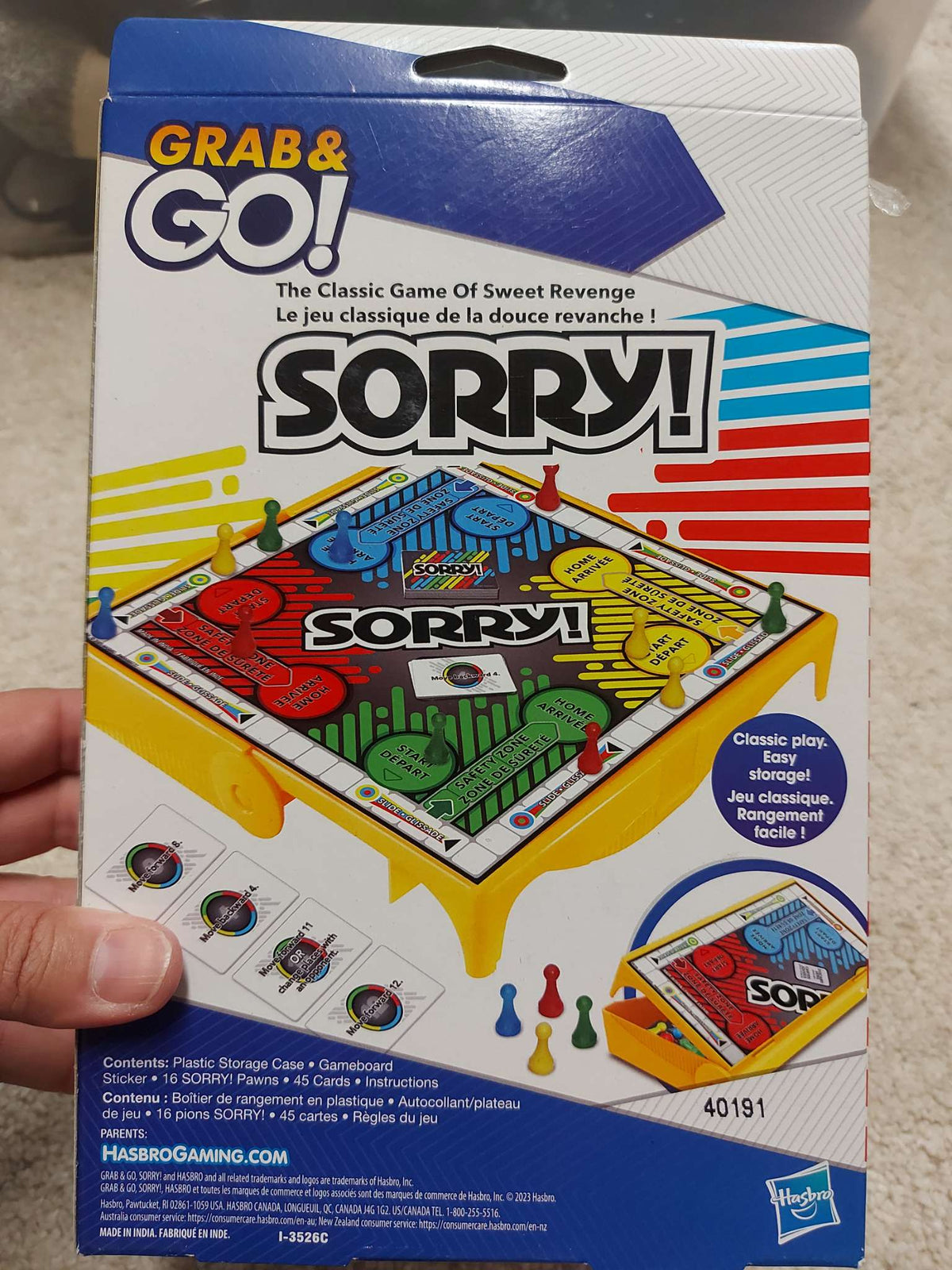 Portable version of board game Sorry!