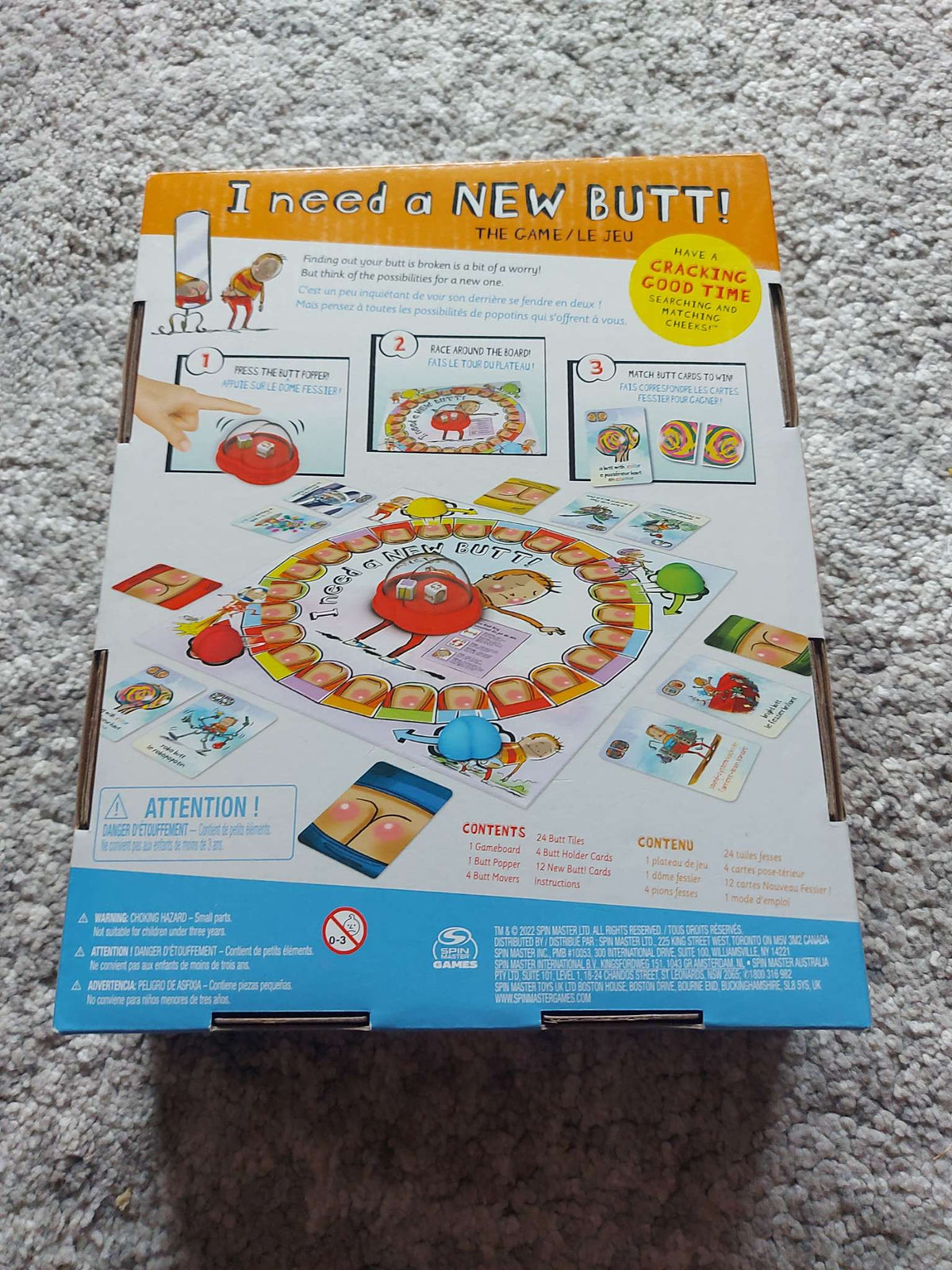 I Need a New Butt! The Game, Based on the Book with Butt Popper and Butt Cheek Tiles Fun Game for Family Game Night, for Kids Ages 5 and up