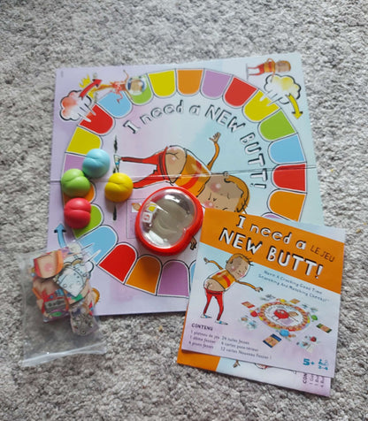 I Need a New Butt! The Game, Based on the Book with Butt Popper and Butt Cheek Tiles Fun Game for Family Game Night, for Kids Ages 5 and up