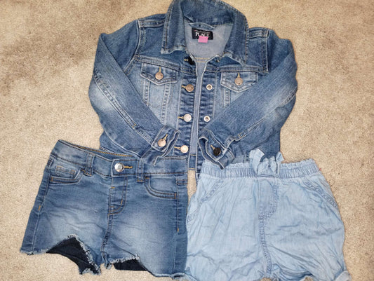 3T jean jacket and jean shorts, Kids 3T