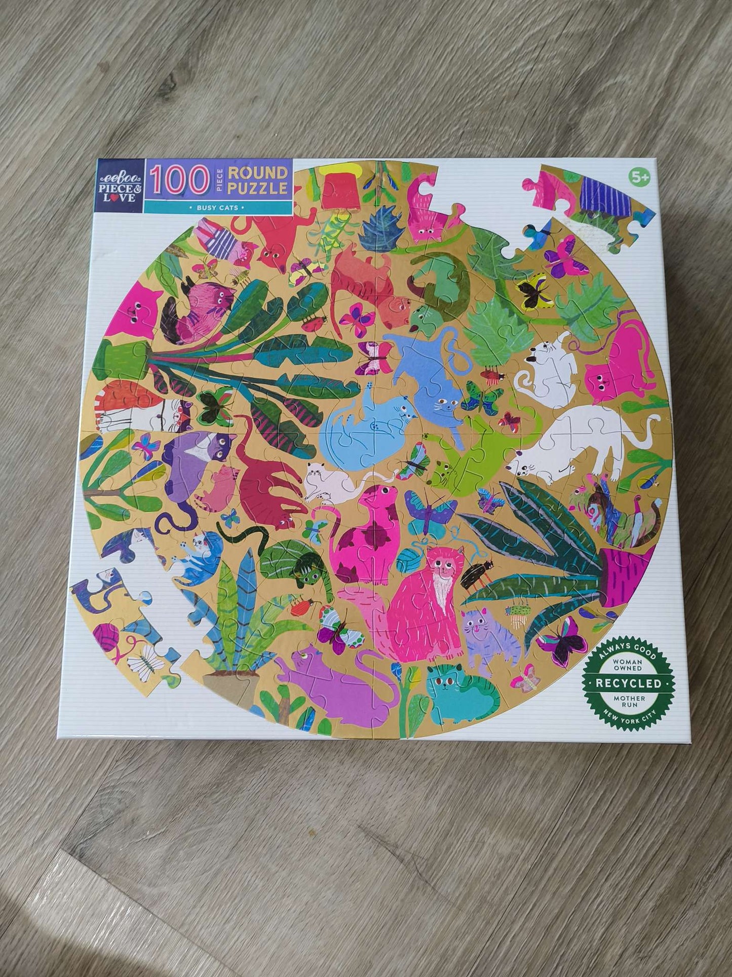 Round "Busy Cats" 100 Piece Puzzle (MSRP $22)