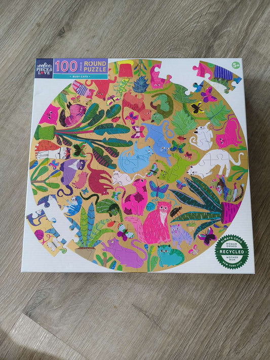 Round "Busy Cats" 100 Piece Puzzle (MSRP $22)