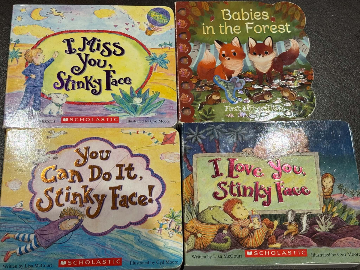 Stinky Face board books and Babies in the Forest board book