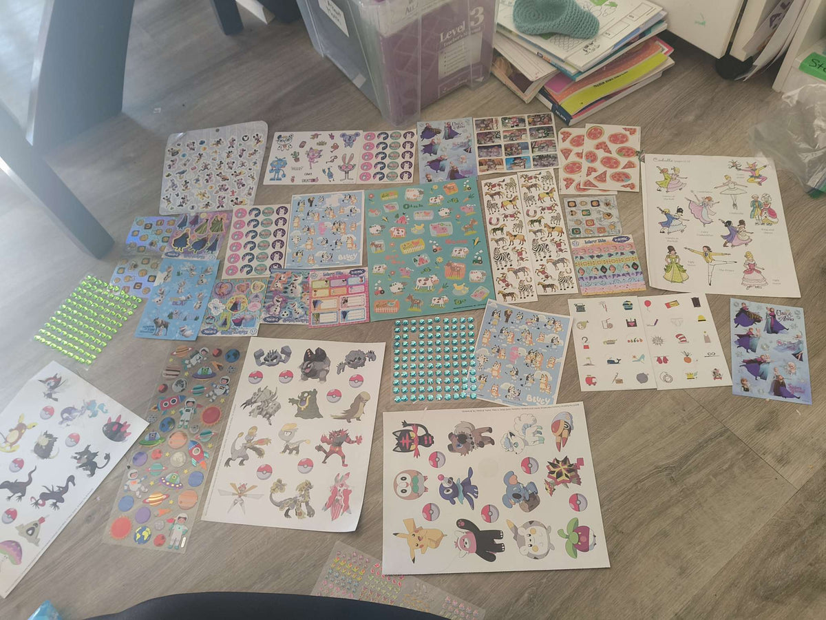 Unused sticker sheets