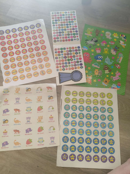 Unused sticker sheets
