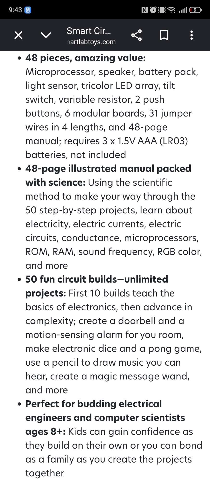 SMARTLAB smart circuits MSRP $60