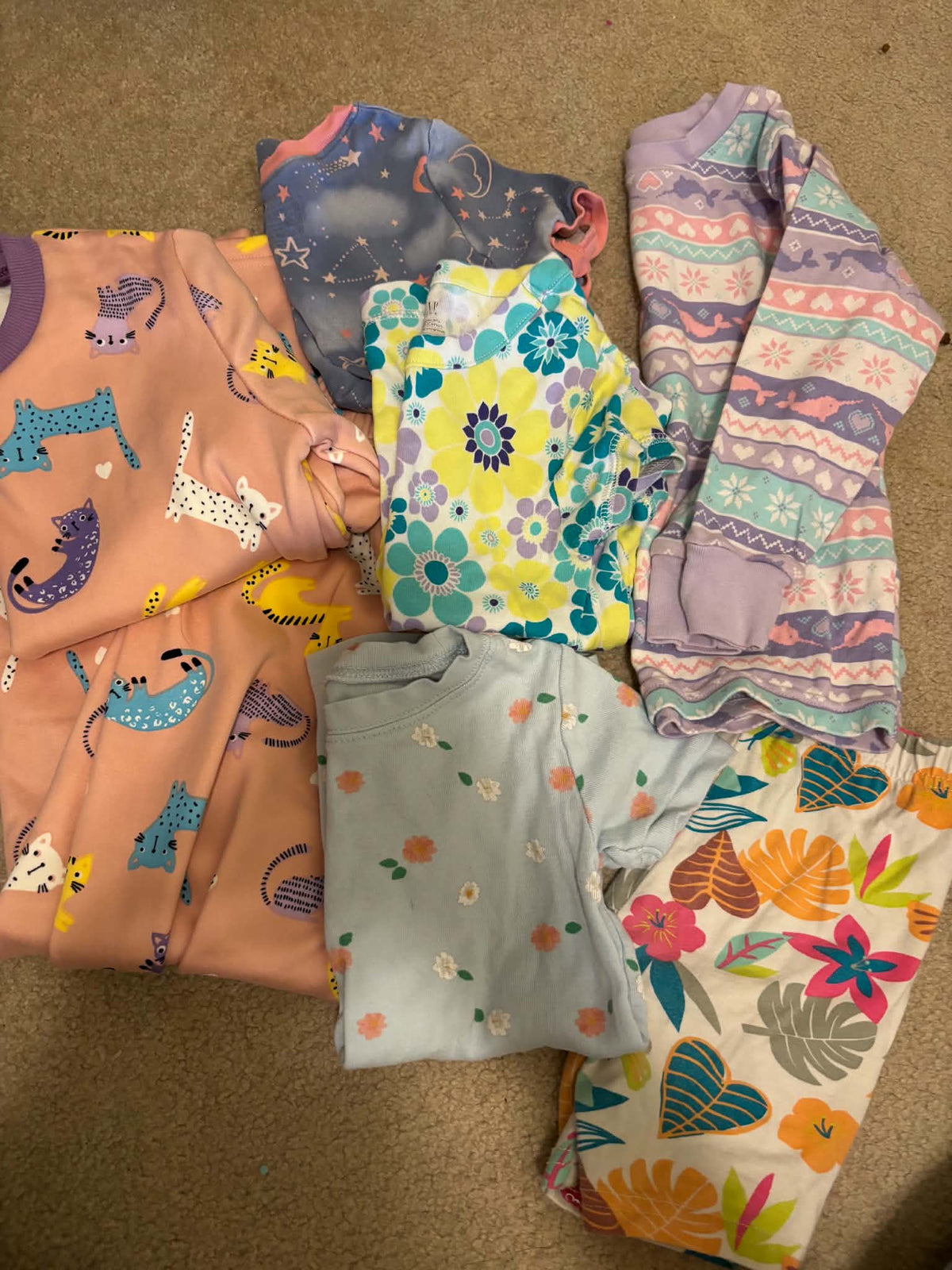Girl Short sleeve and Long Sleeve Pajamas, Kids 6/6X