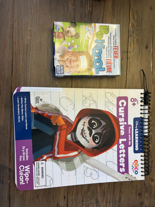 Dry erase cursive writing and fever stickers