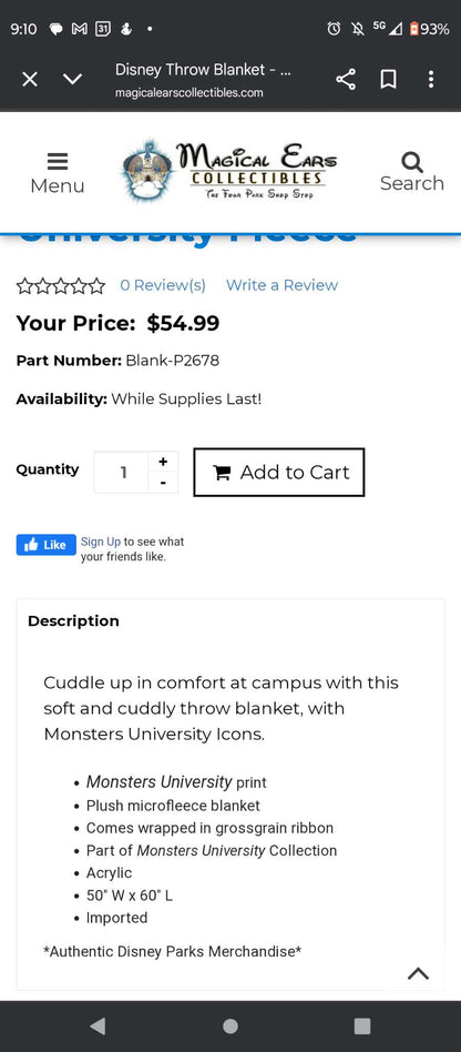 Monsters university blanket throw