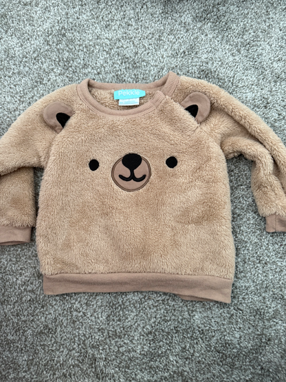 Pekkle Fuzzy Bear Sweater, Kids 9 Month (6-9M)