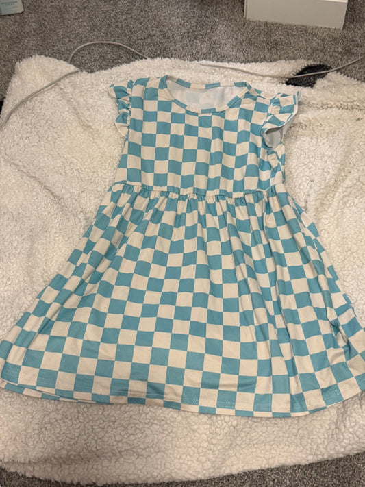 Soft fabric Checker pattern dress 5-6, Kids 5/5T