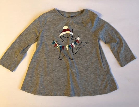 Gymboree Girls’ “Meowy Catsmas” Long Sleeve Tee – Size 2, Kids 3T
