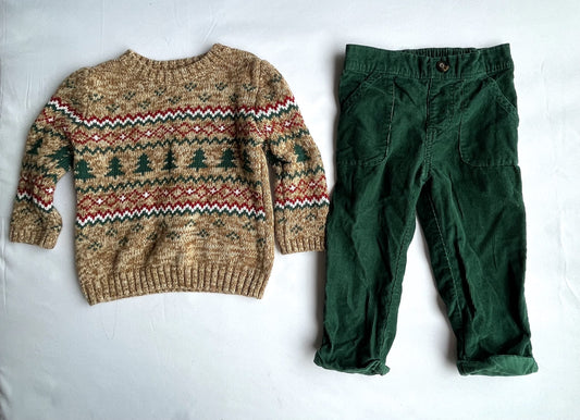 Carter’s Boys Christmas Sweater & Corduroy Pants Set – 18M, Kids 18 Month (12-18M)