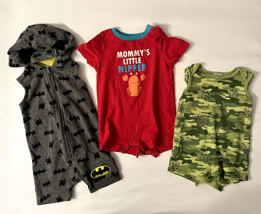 3-Piece Baby Boy Romper Bundle – Size 6-12M, Kids 9 Month (6-9M)
