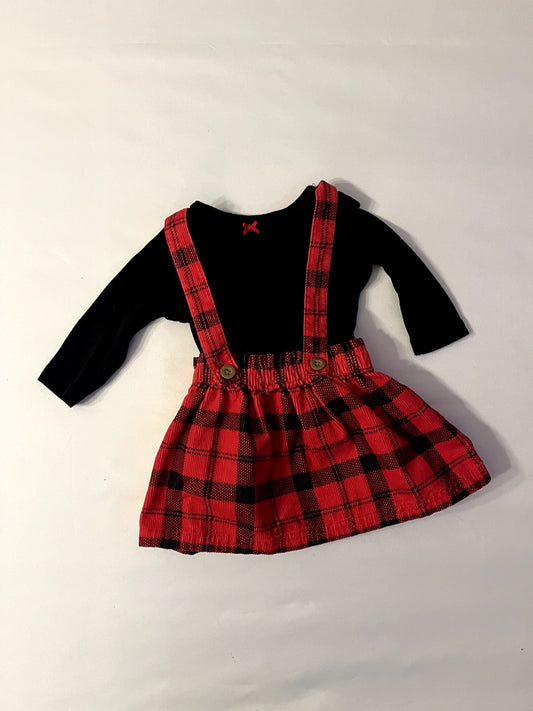 Buffalo Plaid Suspender Dress Outfit. Carter's 6 Months, Kids 6 Month (3-6M)