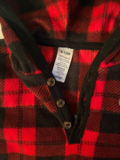 George Red Buffalo Plaid Hooded Romper – 6-12M, Kids 12 Month (9-12M)
