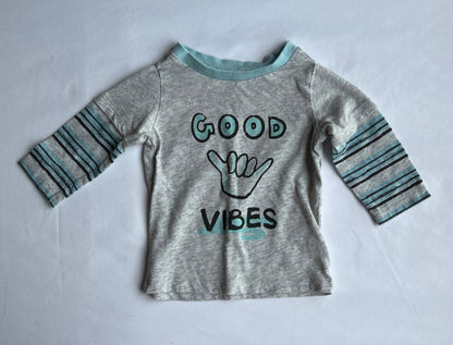Boys First Impressions Dino Hoodie & “Good Vibes” Top – 3–6 Months, Kids 6 Month (3-6M)