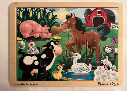 Melissa & Doug Farm Puzzle & Mickey Wooden Knob Puzzle Set