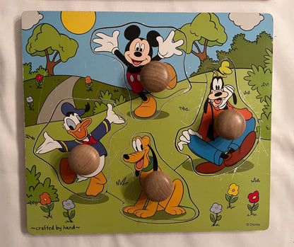Melissa & Doug Farm Puzzle & Mickey Wooden Knob Puzzle Set