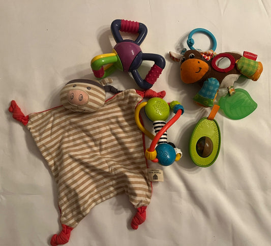 Baby Toy Bundle – Moose, Avocado, Pig Lovey & Rattles