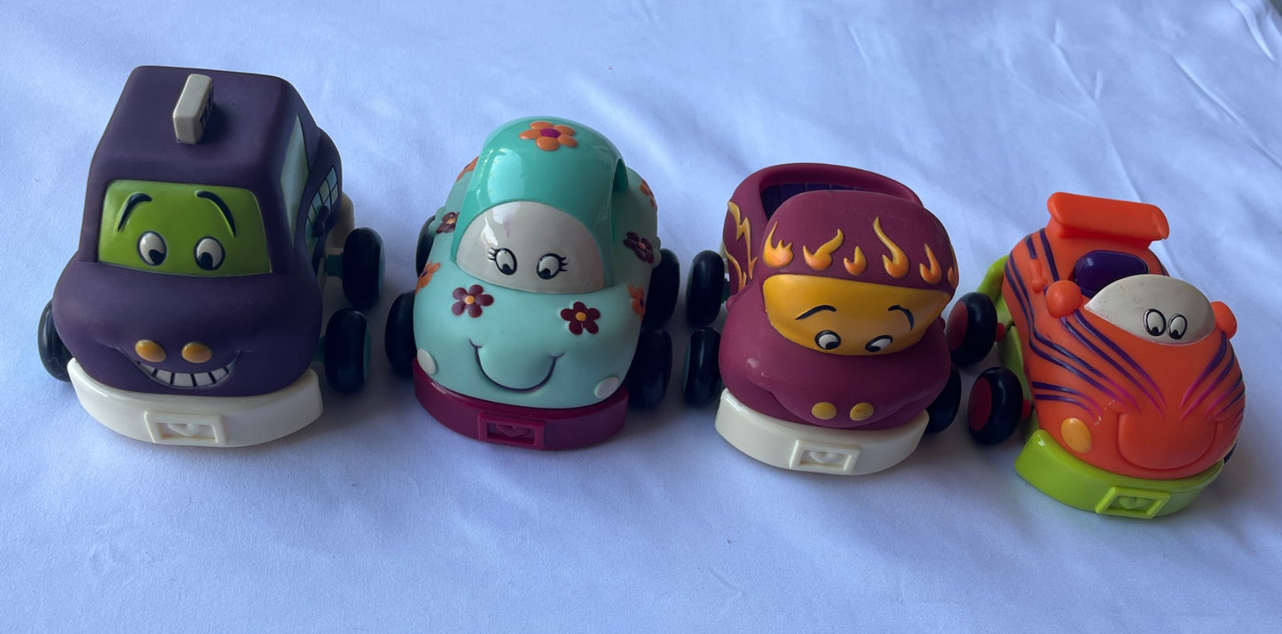 Pull-Back Cars – Set of 4, Fun Character Faces
