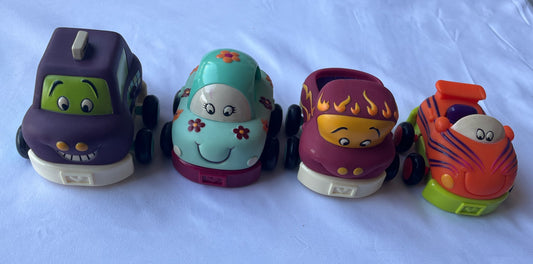 Pull-Back Cars – Set of 4, Fun Character Faces