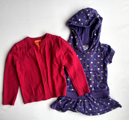 Joe Fresh cardigan + Cherokee hoodie dress size 2, Kids 2T