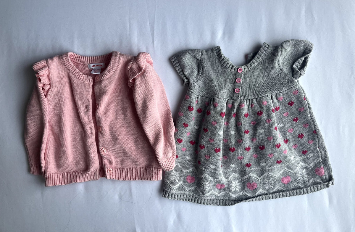 Joe Fresh cardigan & George knit dress 6–12M, Kids 9 Month (6-9M)