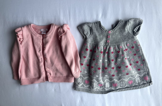 Joe Fresh cardigan & George knit dress 6–12M, Kids 9 Month (6-9M)