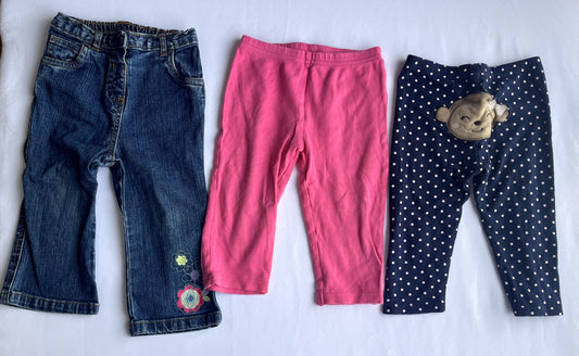 George & Carter’s girls pants bundle 18 months – jeans & leggings, Kids 18 Month (12-18M)