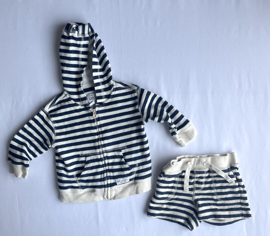 Baby Gap striped hoodie & shorts set 6–12 months, Kids 12 Month (9-12M)