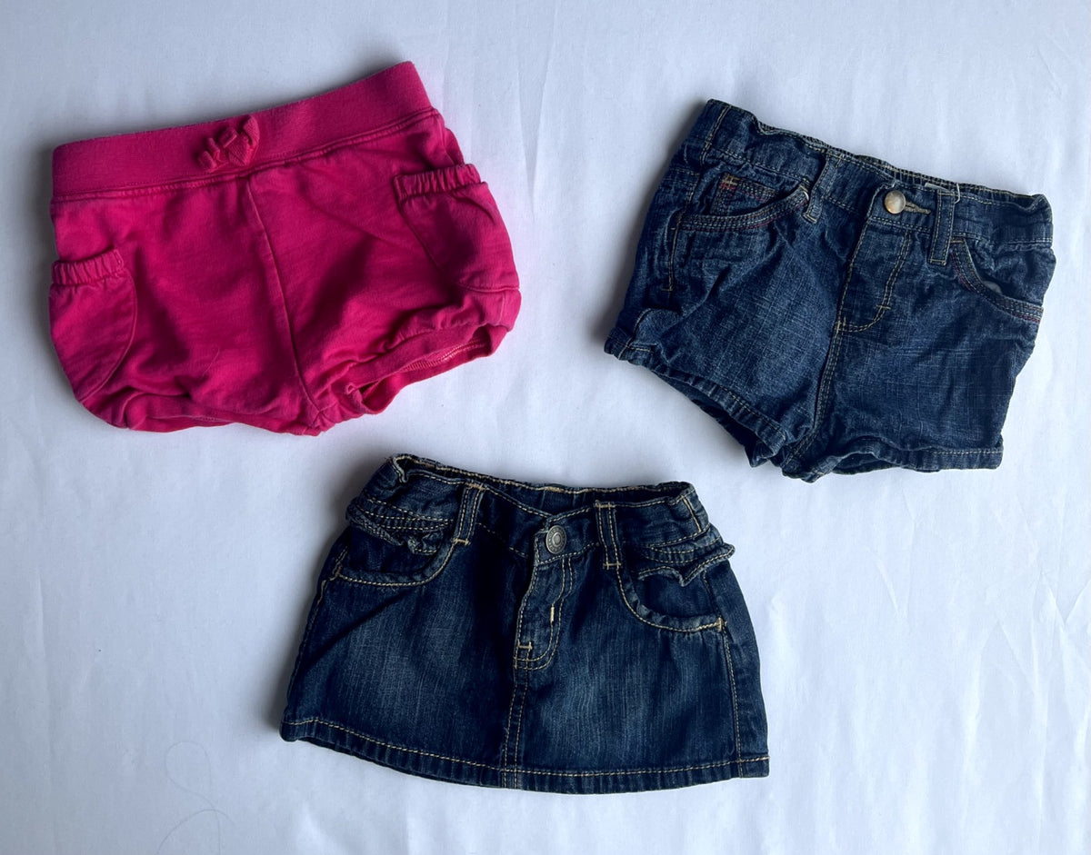 Girls 6–12M Summer Bundle – Joe Fresh + Old Navy (shorts & skirt), Kids 12 Month (9-12M)