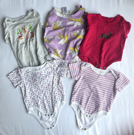 Girls 6–12M onesie bundle – Joe Fresh, Bonds & George (5 pieces), Kids 12 Month (9-12M)
