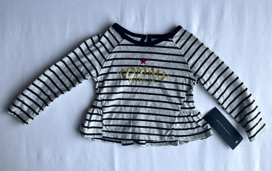 NWT Tommy Hilfiger Girls Top 12M – Long Sleeve Striped, Kids 12 Month (9-12M)