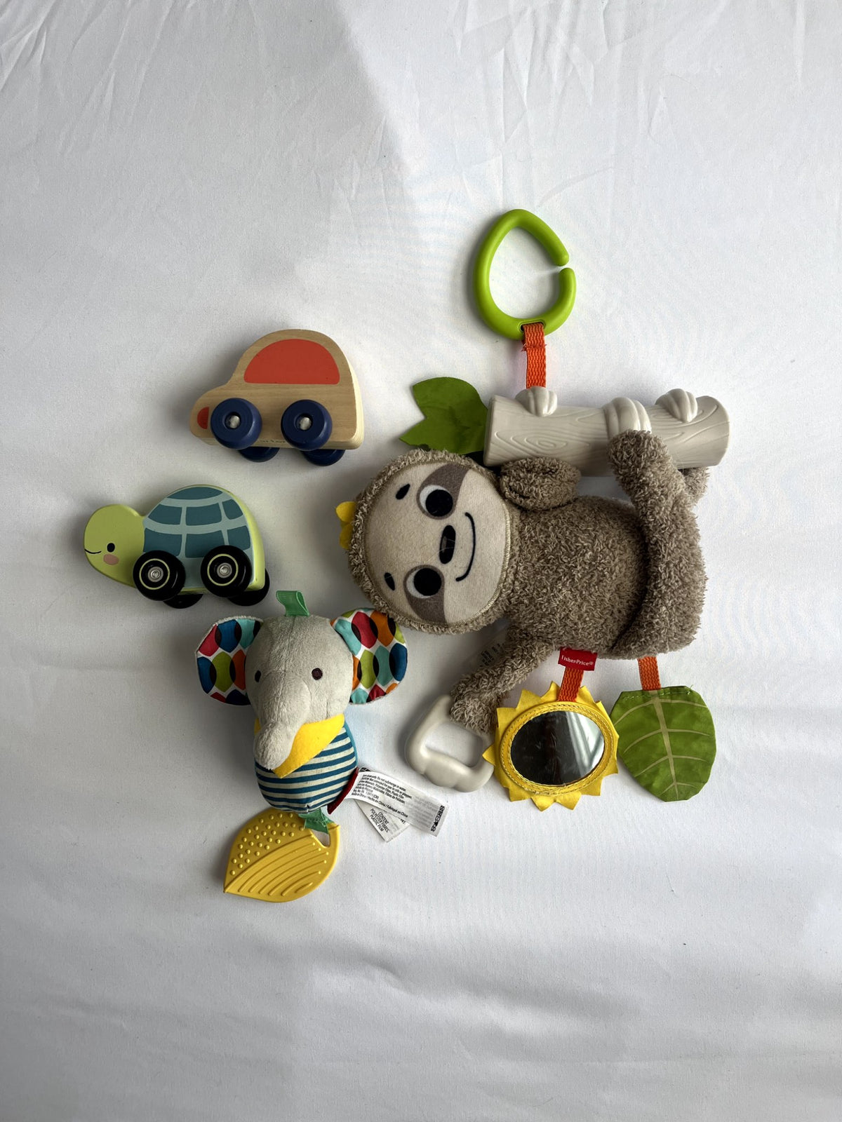 Baby Toy Bundle – Hanging Toys + Wooden Cars
