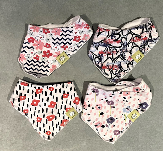 Set of 4 Girls Baby Bandana Bibs
