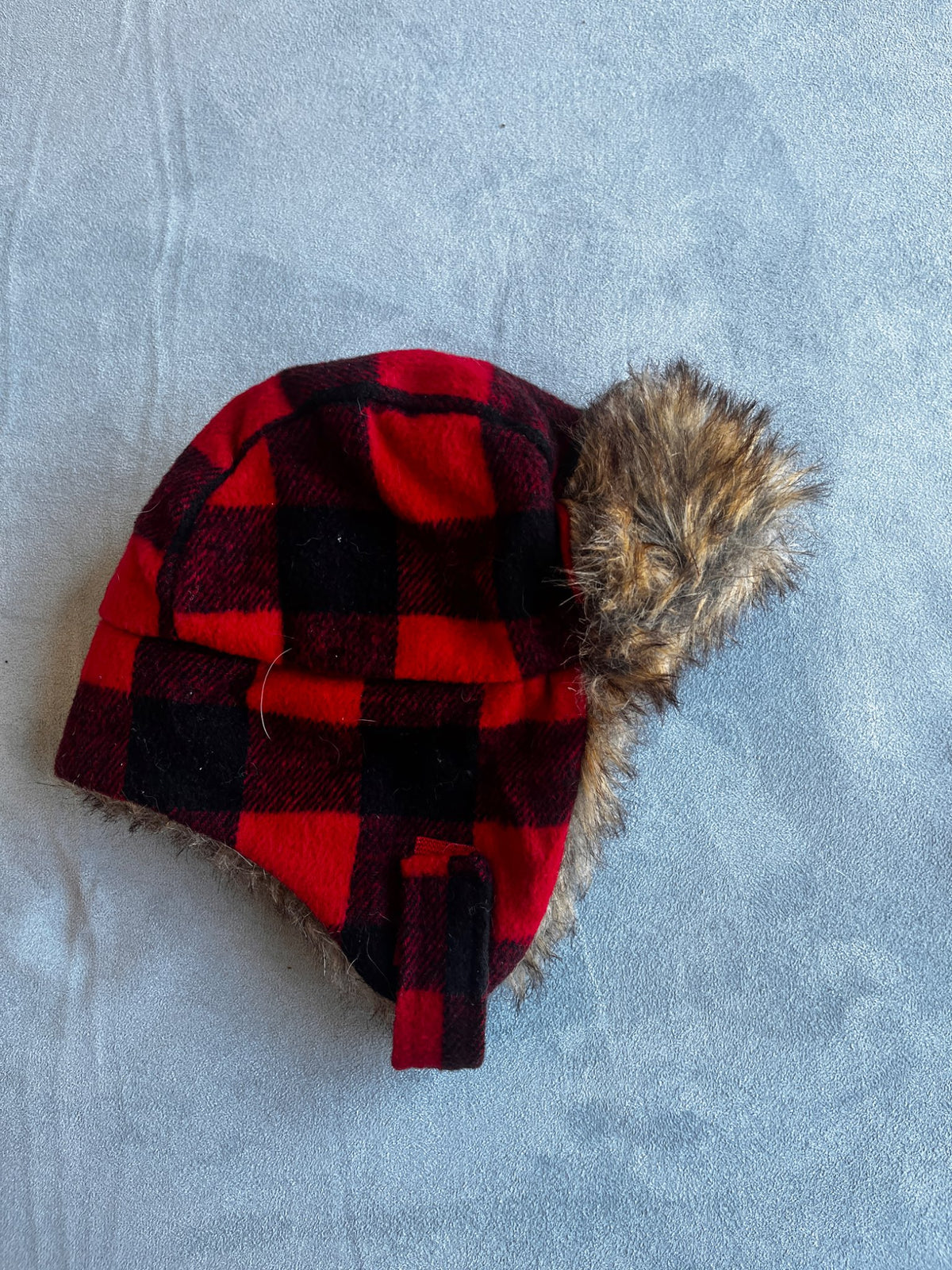Red & Black Buffalo Plaid Winter Hat, Kids 3 Month (0-3M)