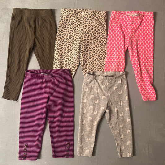 Bundle of 5 girls leggings various brands. Size 18M, Kids 18 Month (12-18M)
