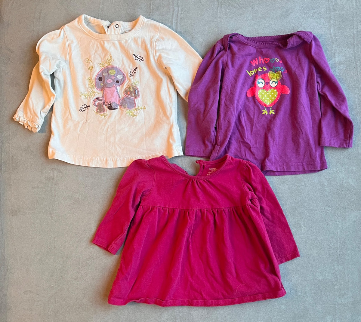 Girls' Long Sleeve Tops – 3 Pack – 12–18 Months, Kids 18 Month (12-18M)
