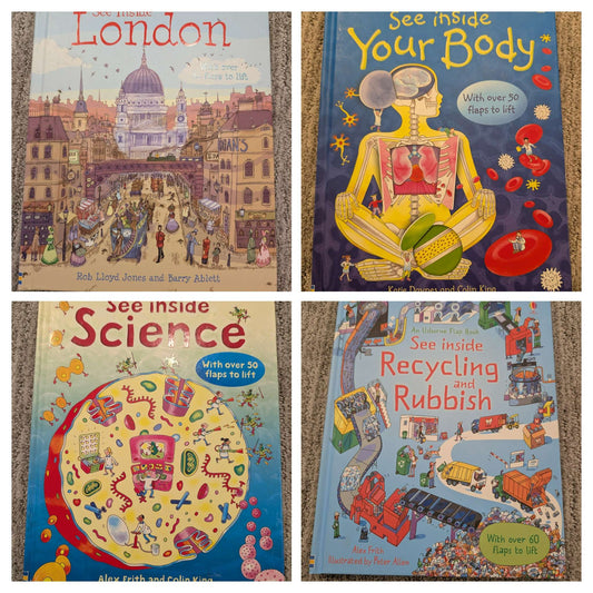 Four Usborne Large Lift-the-flap books