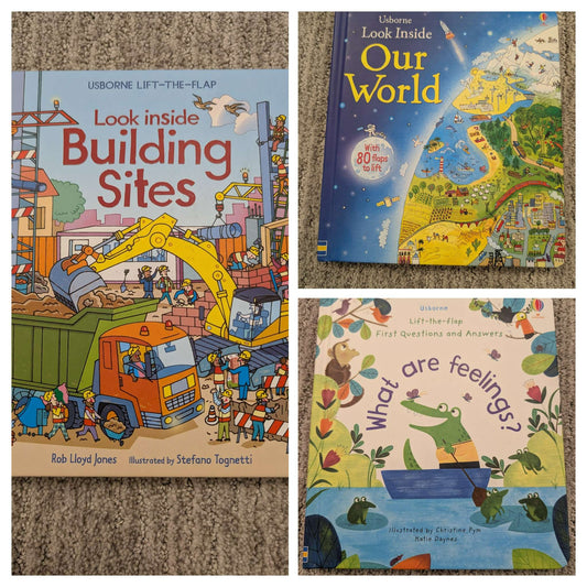 Three Usborne lift-the-flap books