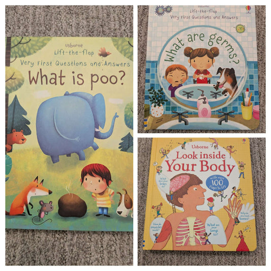 Three Usborne lift-the-flap books