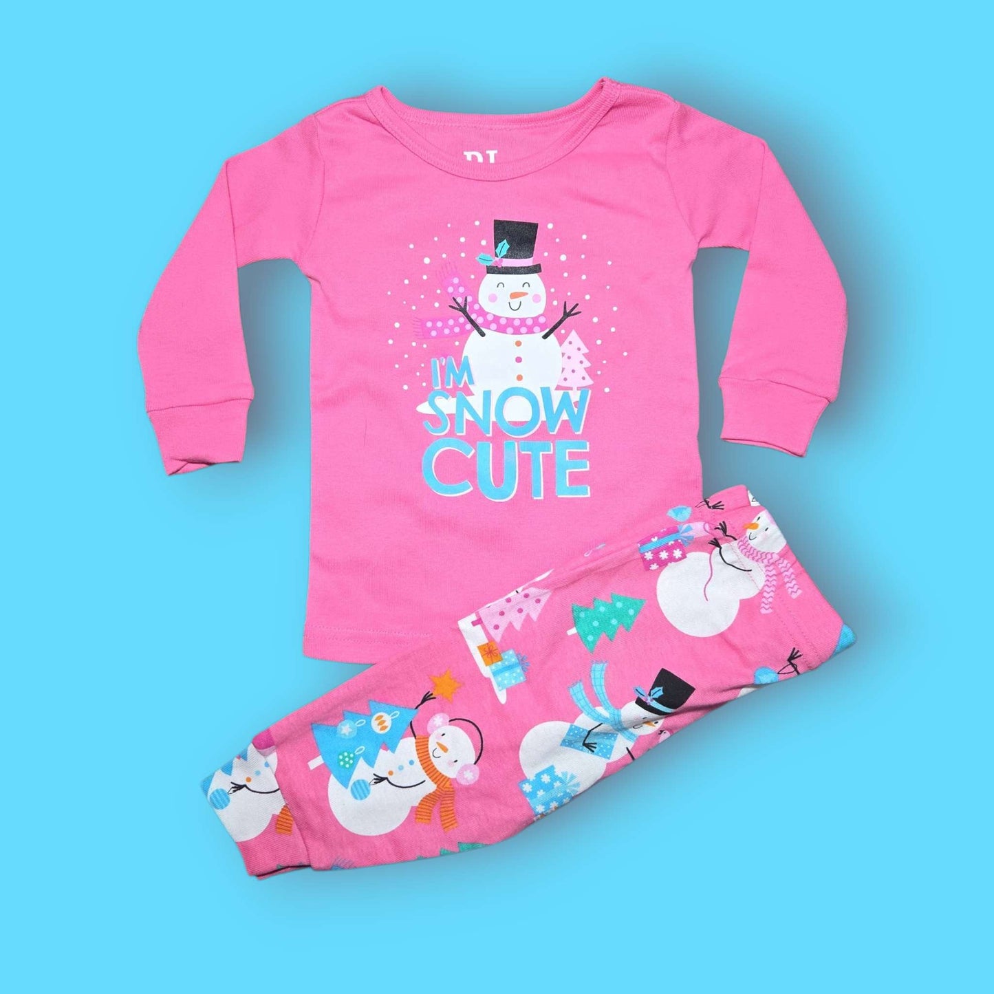 The Children's Place 3-6m pink snowman pjs, Kids 6 Month (3-6M)