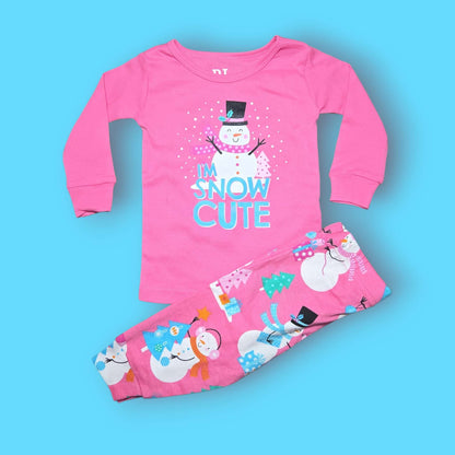 The Children's Place 3-6m pink snowman pjs, Kids 6 Month (3-6M)