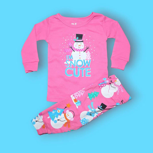 The Children's Place 3-6m pink snowman pjs, Kids 6 Month (3-6M)