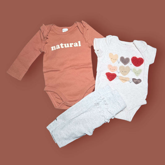 3pc set sz 3m. Petit Lem, Rabbit & Bear & Carters, Kids 3 Month (0-3M)