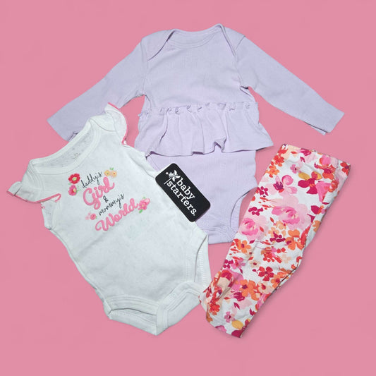 3pc set 0-3m Children's Place & Carters bodysuit & pants, Kids 3 Month (0-3M)