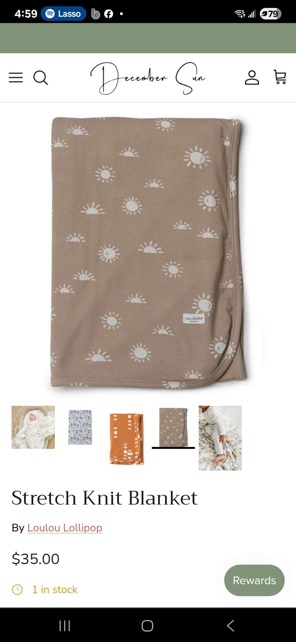 Lululollipop stretch brown rainbow blanket retails $35